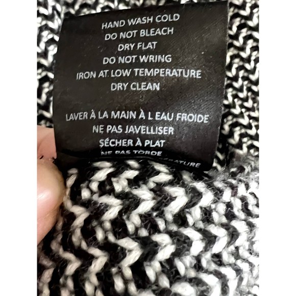Charlie Paige Sweater/Poncho Cowl Neck Front Crossover L XL Black White Swing - Picture 4 of 7